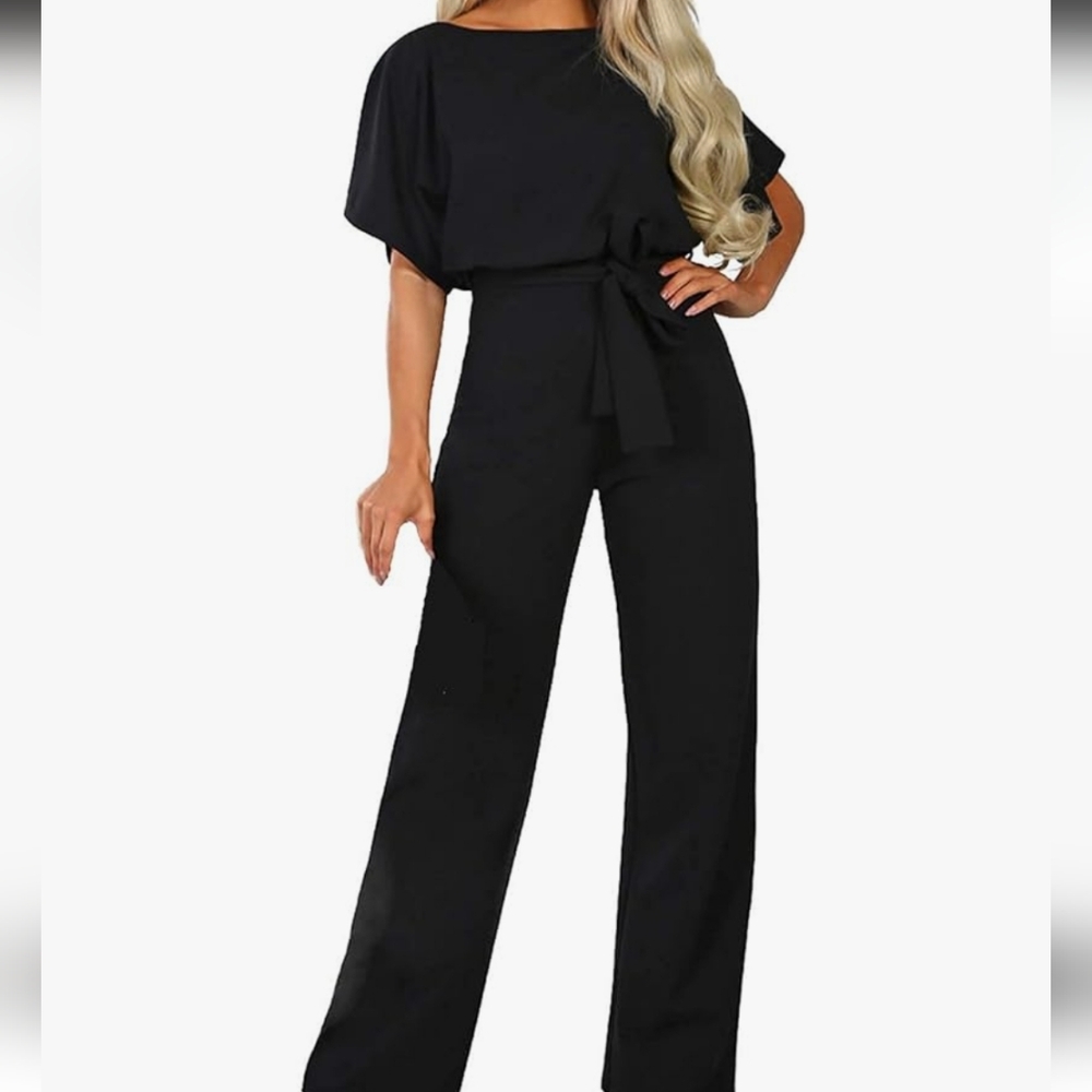 Loose Short Sleeve Mid wide Leg Pant Romper Jumpsuit nwot